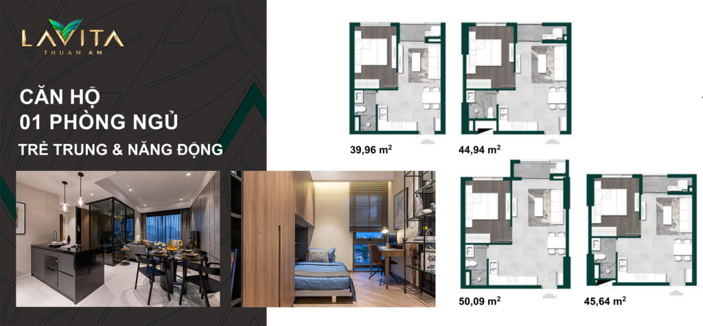 Mẫu căn hộ 1 phòng ngủ dự án Lavita Thuận An