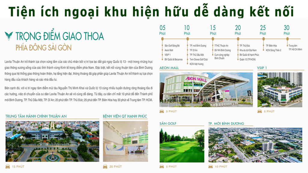 Tiện ích ngoại khu hiện hữu xung quanh dự án Lavita Thuận An