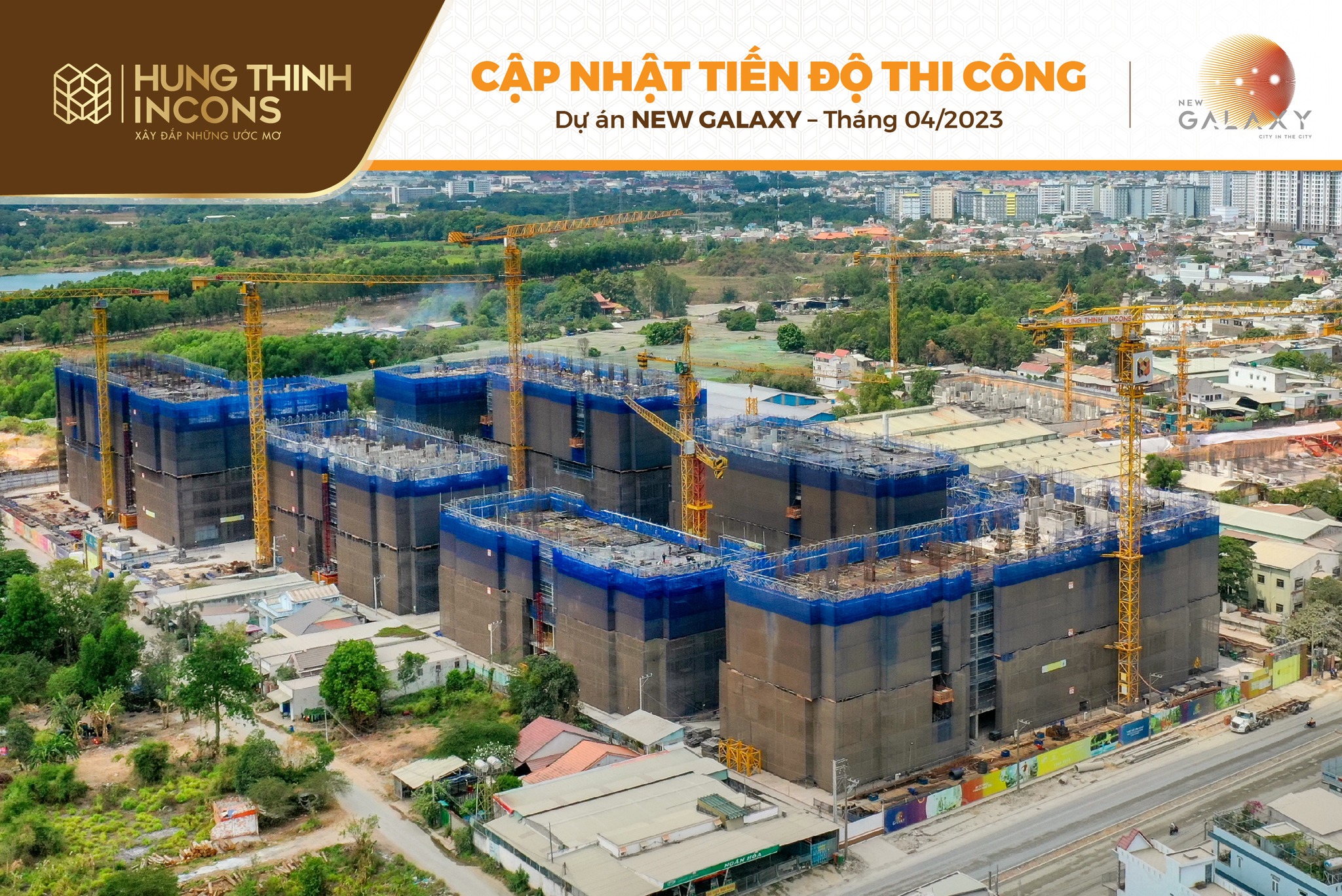 Tiến độ New Galaxy Bình Dương hình tổng thể dự án tháng 04.2023