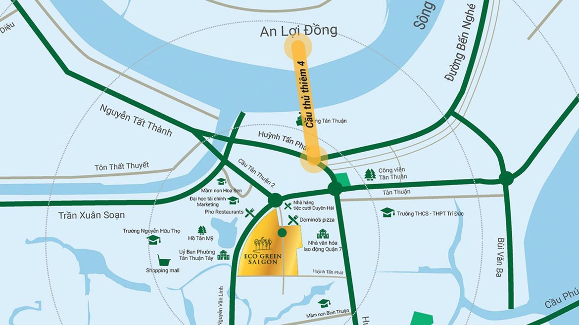 Vị trí địa chỉ dự án căn hộ chung cư Eco Green Sài Gòn Quận 7 Gemma Land Đường Nguyễn Văn Linh chủ đầu tư Xuân Mai