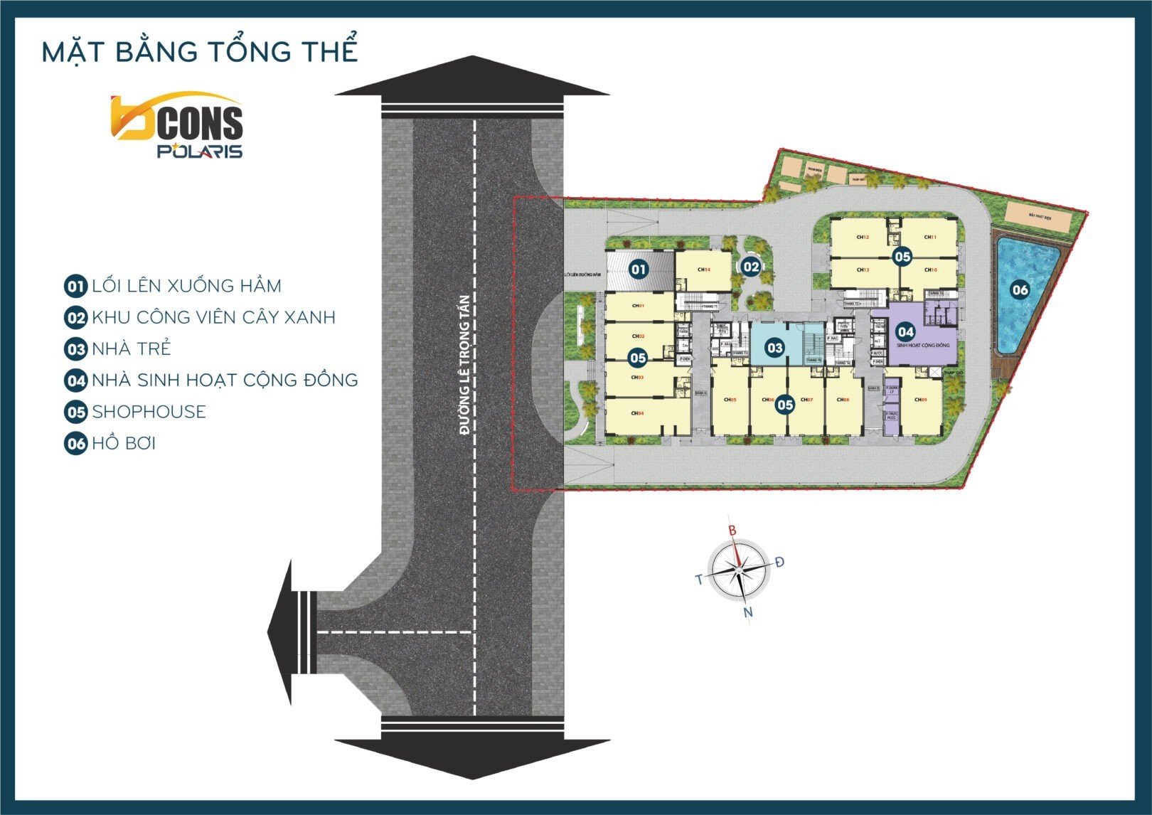 Mặt bằng tổng thể Bcons Polaris Dĩ An
