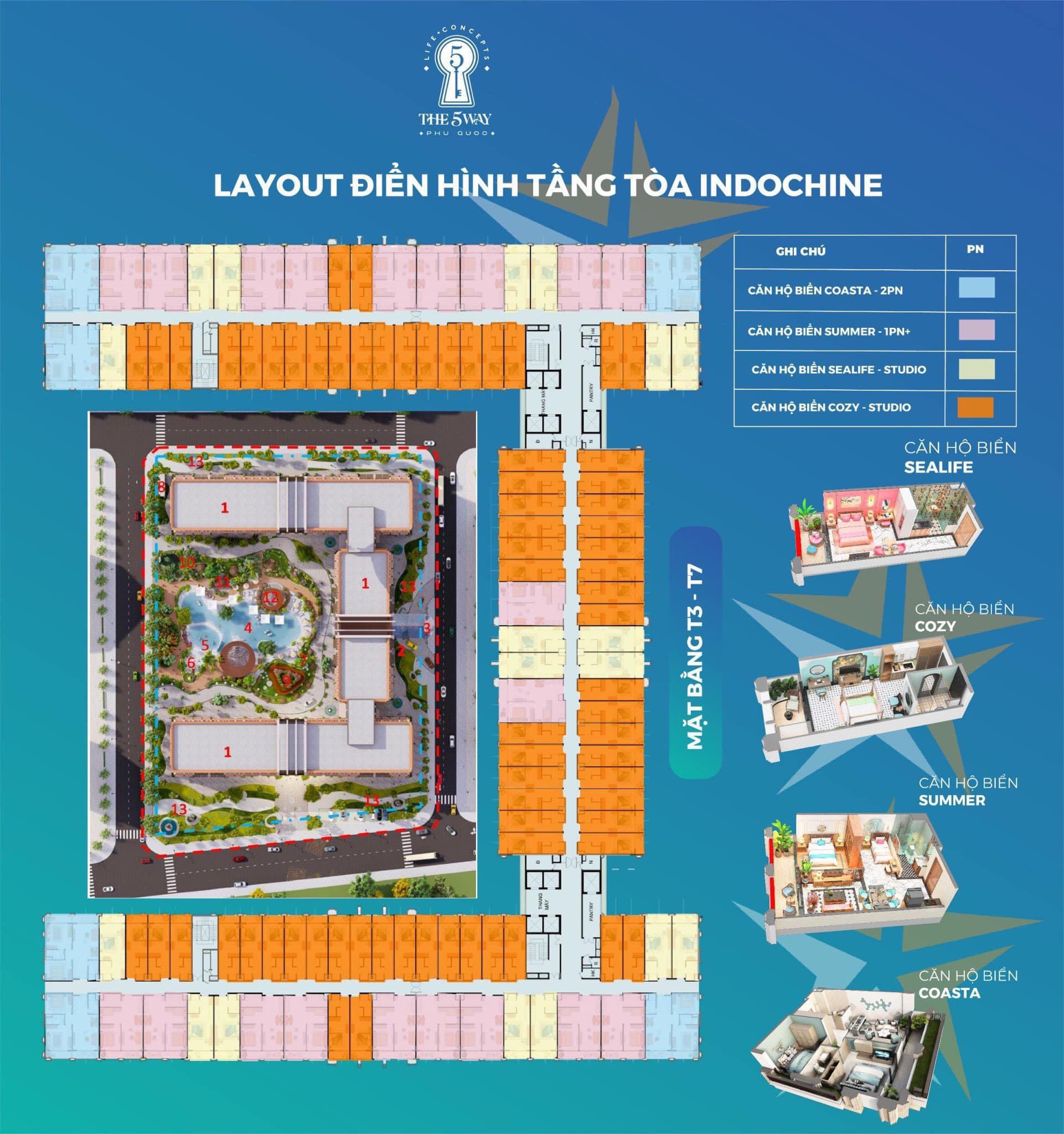 Cập nhật mới nhất Layout điển hình toà Indochine The 5 Way Phú Quốc