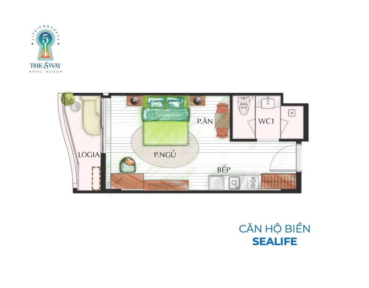 Loại diện tích dự án căn hộ The 5Way Phú Quốc