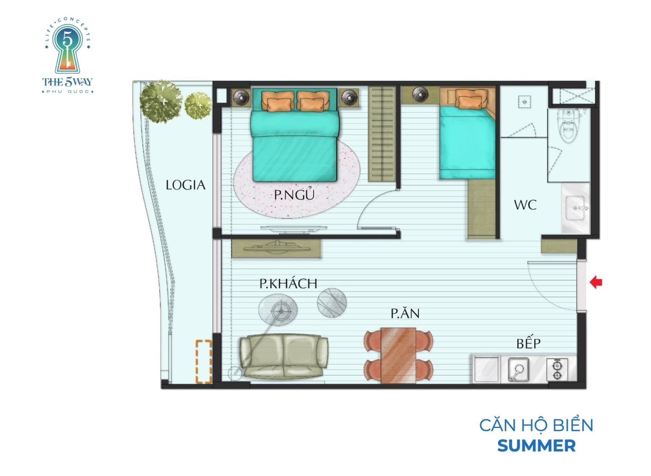 Loại diện tích dự án căn hộ The 5Way Phú Quốc