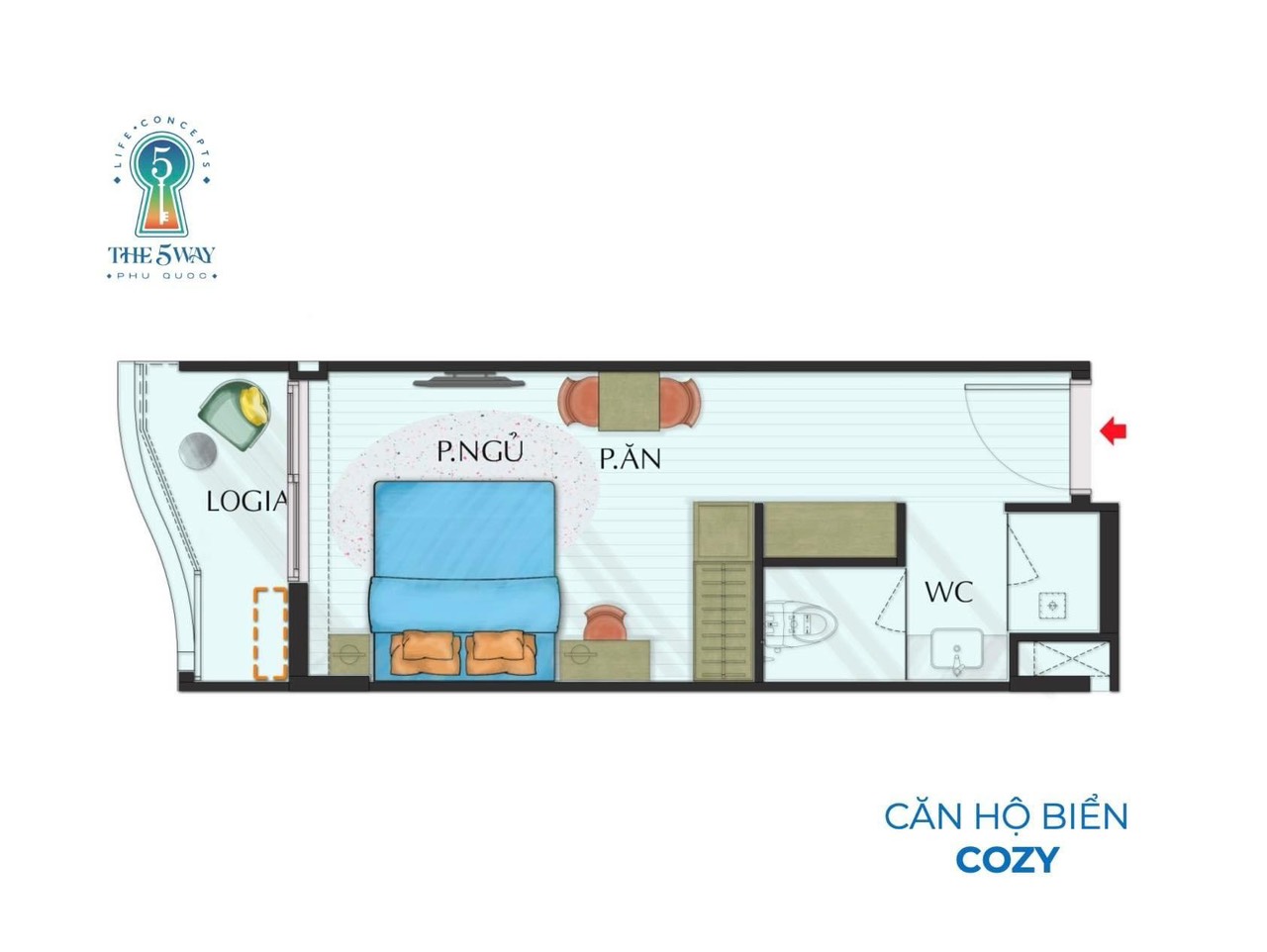 Loại diện tích dự án căn hộ The 5Way Phú Quốc