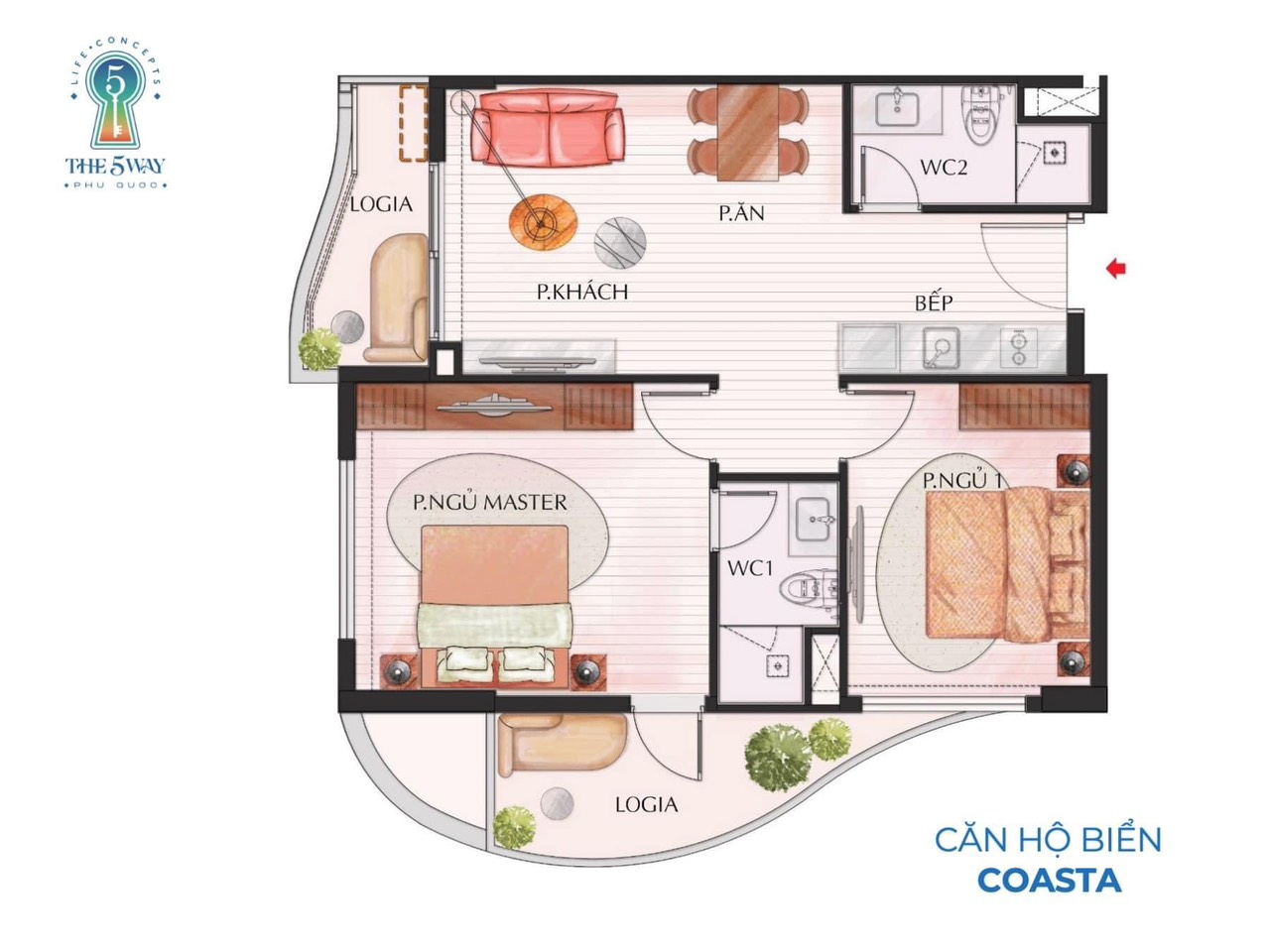 Loại diện tích dự án căn hộ The 5Way Phú Quốc