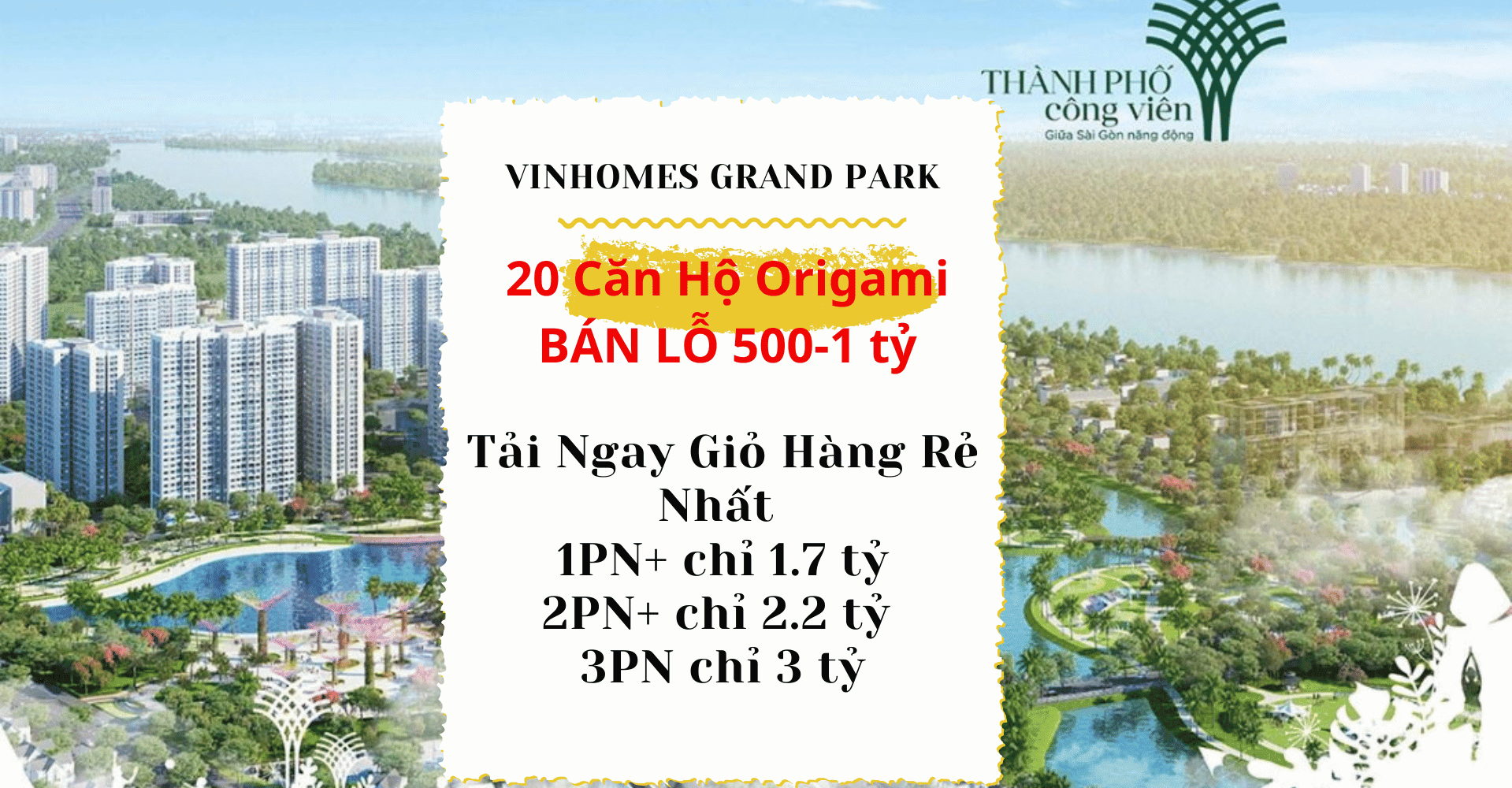 Báo Giá 20 Căn Vinhome Grand Park Bán Lỗ