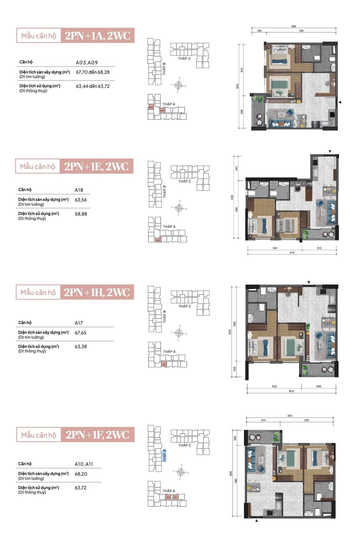 Mặt bằng chi tiết căn hộ 2 phòng ngủ dự án The Privia Khang Điền Quận Bình Tân