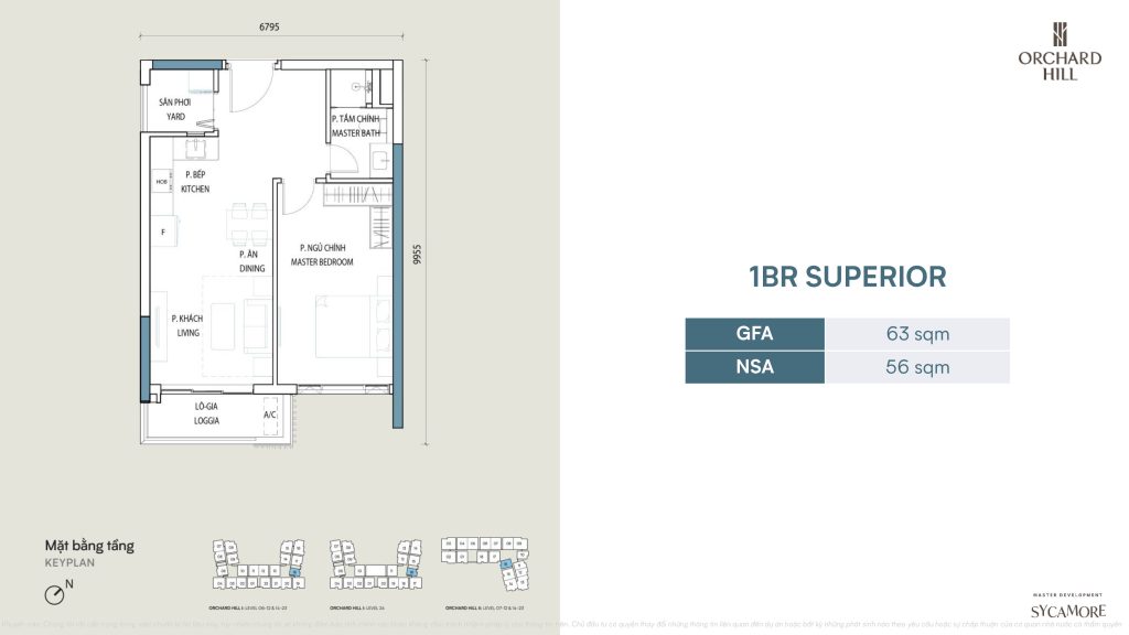 Layout căn hộ Orchard Hill - Sycamore Bình Dương