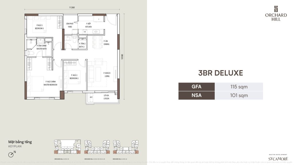 Layout căn hộ Orchard Hill - Sycamore Bình Dương