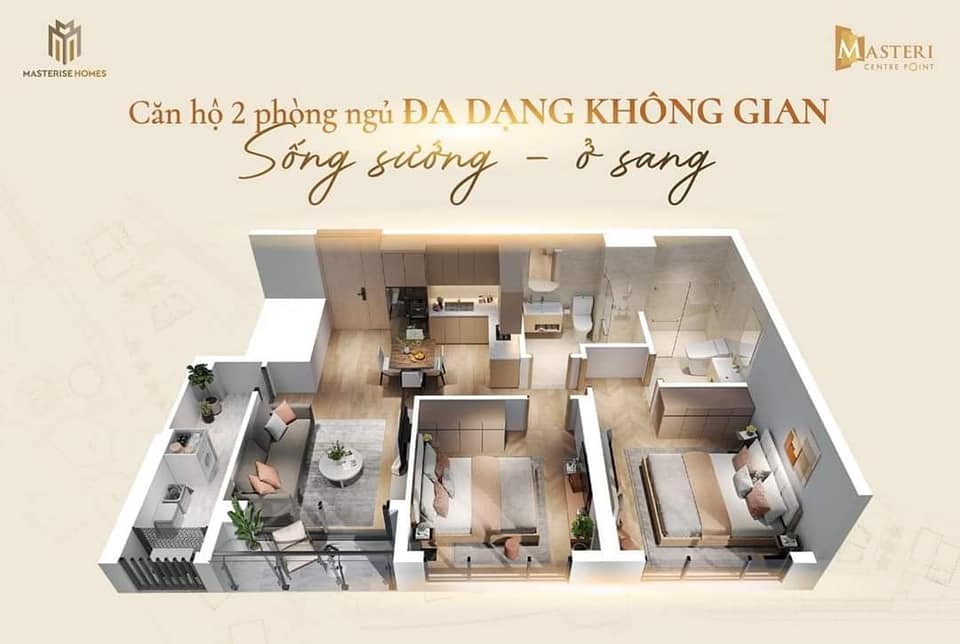 Masteri Centre Point diện tích 2 phòng ngủ 