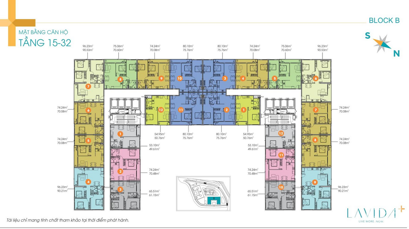 Mặt bằng tầng 15-32 block B căn hộ Lavida Plus chủ đầu tư Quốc Cường Gia Lai