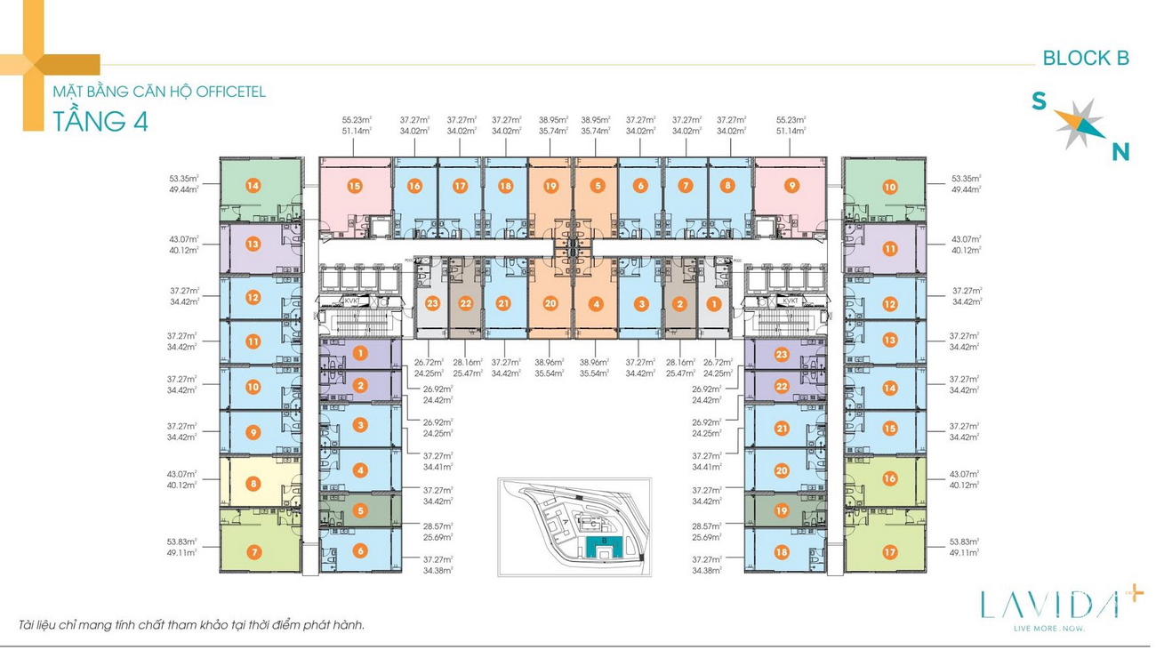 Mặt bằng tầng 4 block B căn hộ Lavida Plus chủ đầu tư Quốc Cường Gia Lai