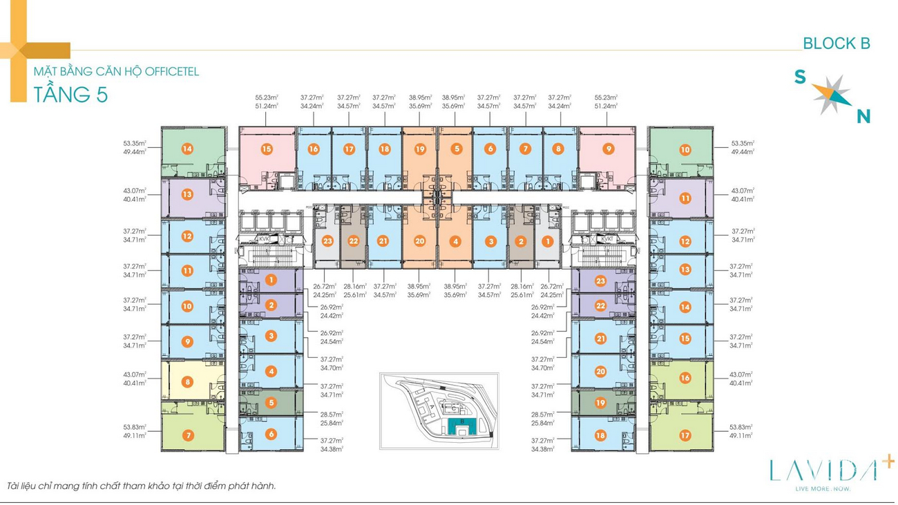 Mặt bằng tầng 5 block B căn hộ Lavida Plus chủ đầu tư Quốc Cường Gia Lai
