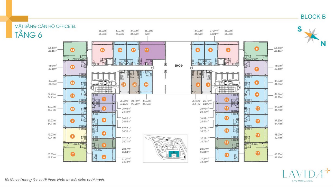 Mặt bằng tầng 6 block B căn hộ Lavida Plus chủ đầu tư Quốc Cường Gia Lai