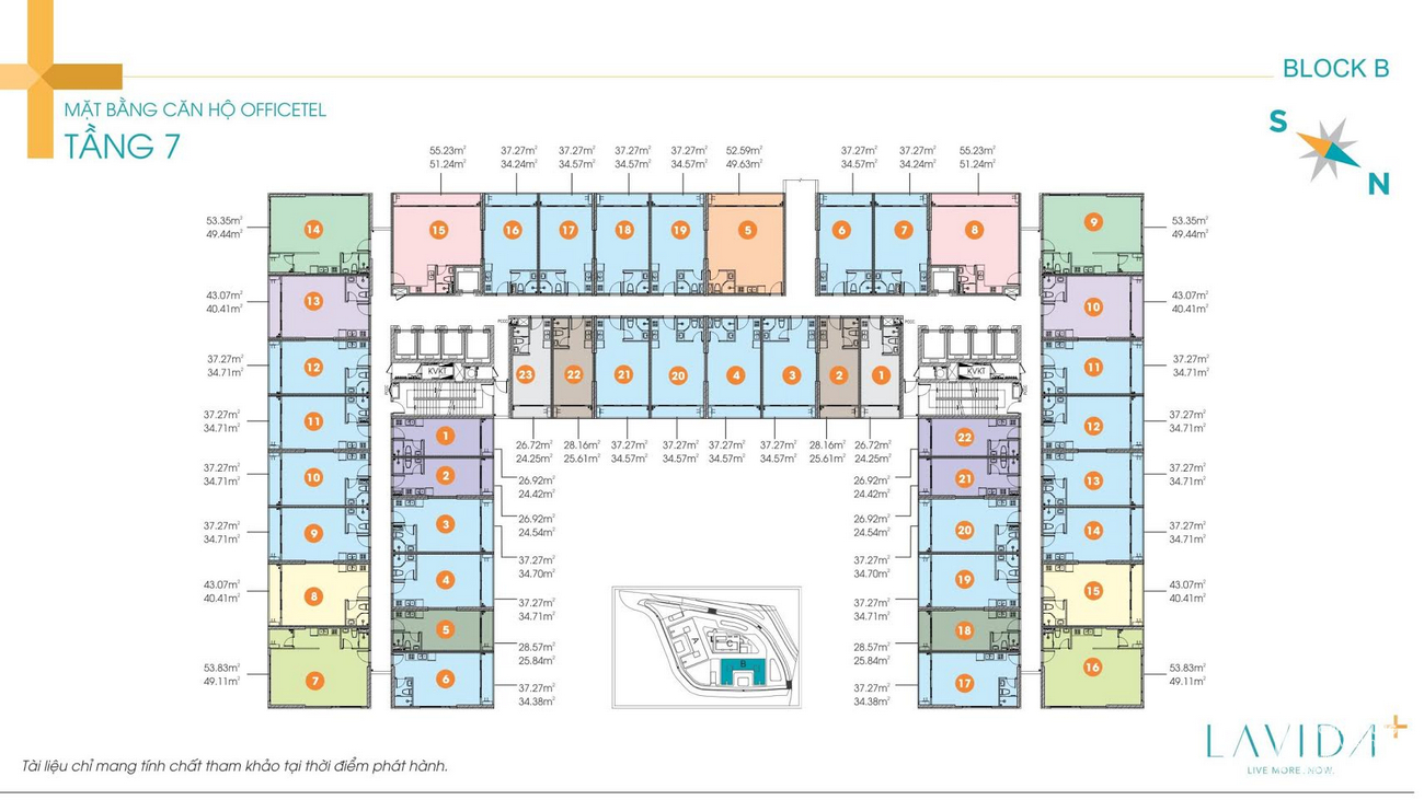 Mặt bằng tầng 7 block B căn hộ Lavida Plus chủ đầu tư Quốc Cường Gia Lai