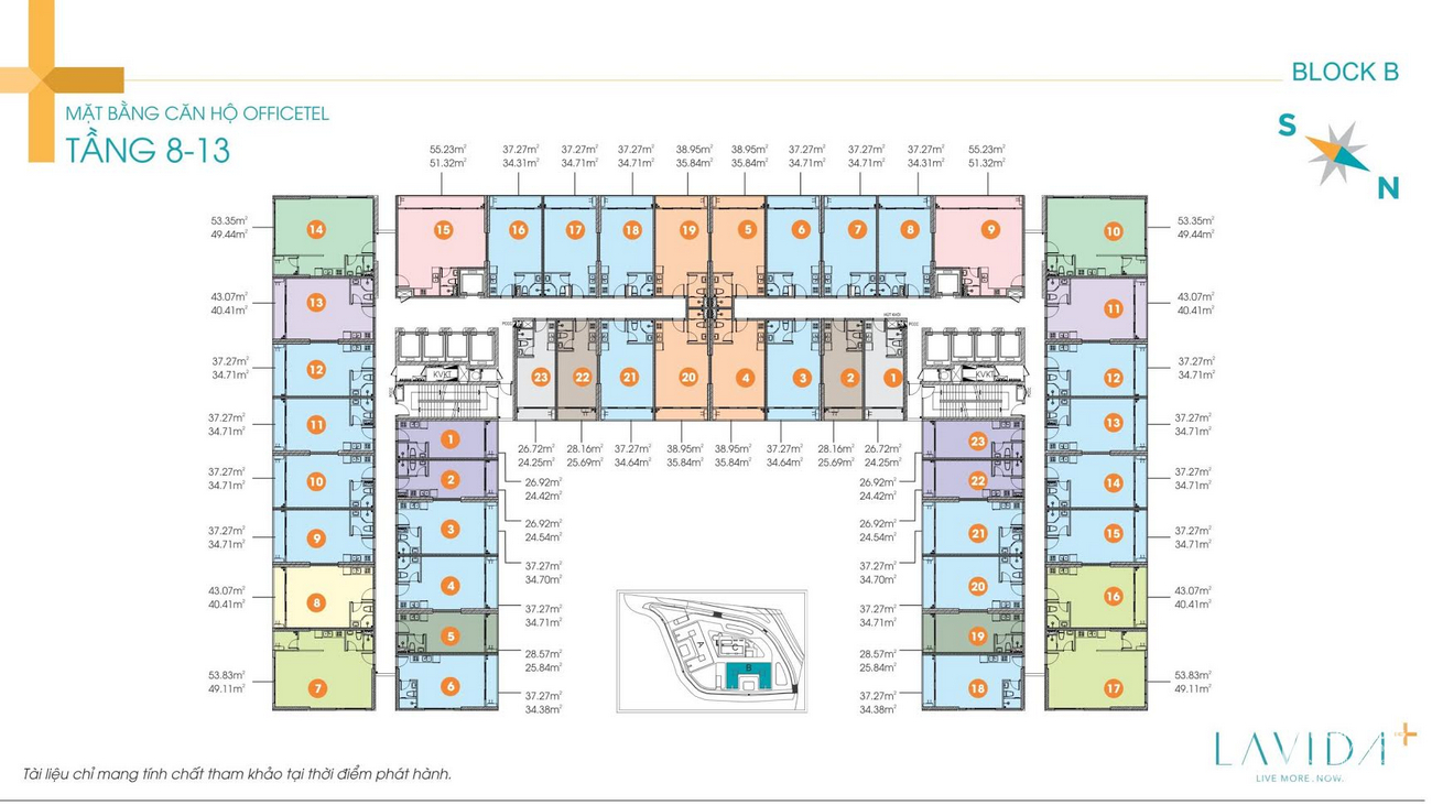 Mặt bằng tầng 8-13 block B căn hộ Lavida Plus chủ đầu tư Quốc Cường Gia Lai